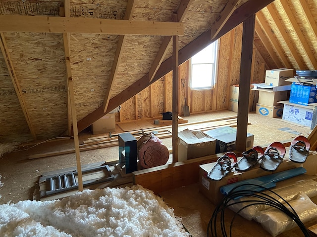 view of unfinished attic