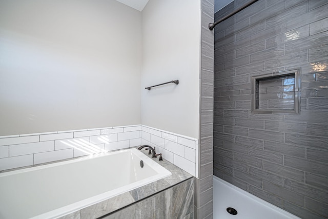 bathroom with separate shower and tub