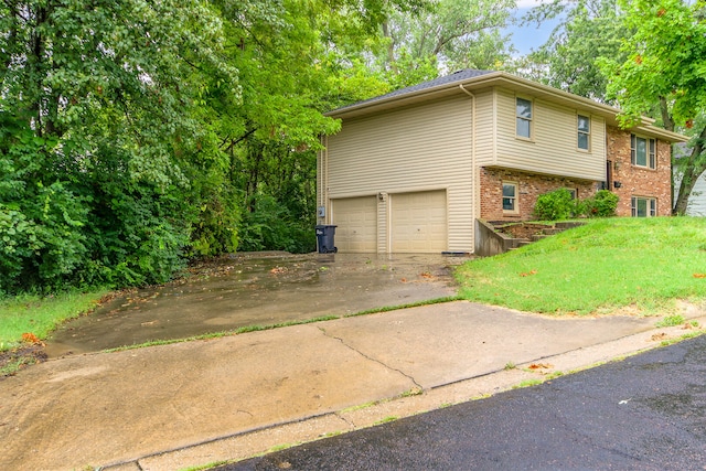 view of side of home with a garage