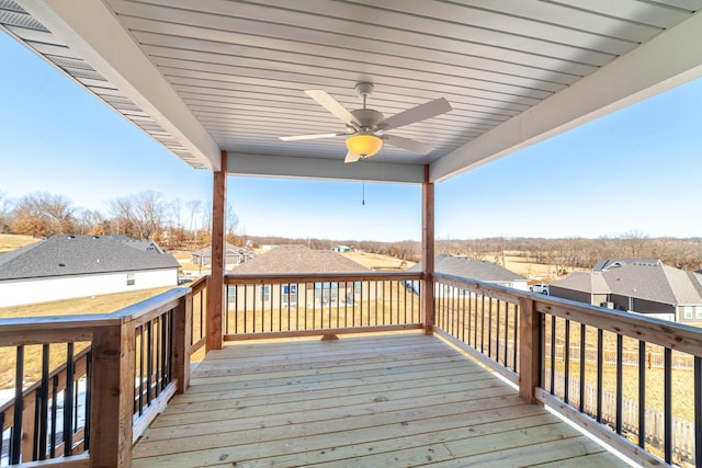 wooden terrace with ceiling fan