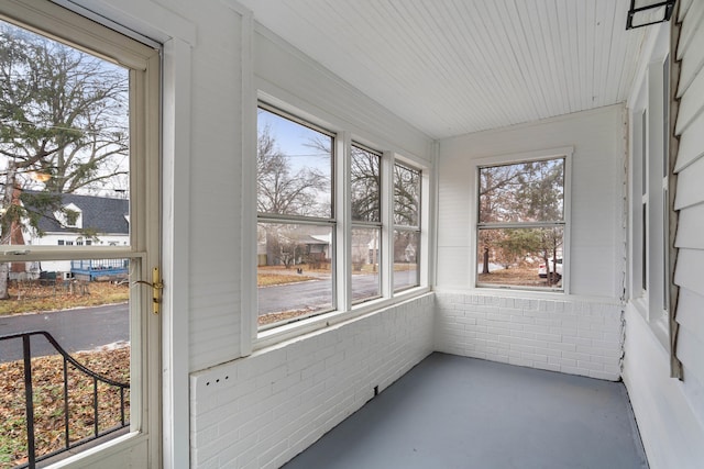 view of unfurnished sunroom