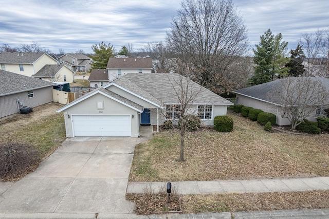 single story home with a garage