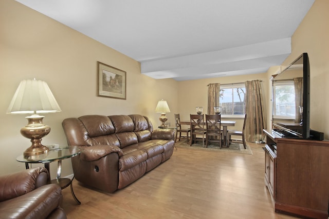 living area with light wood-style flooring