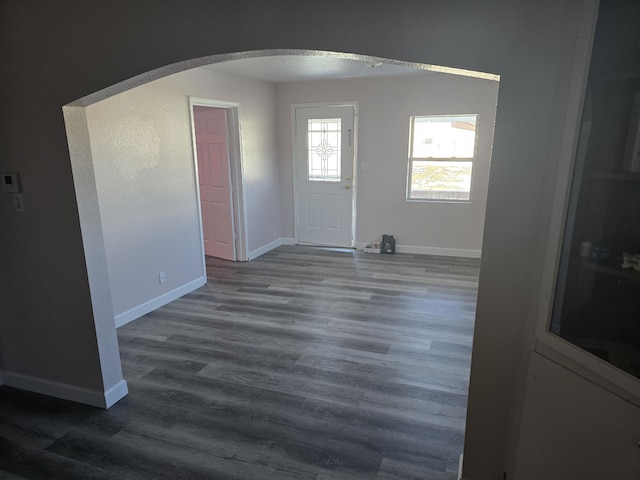 entryway with hardwood / wood-style flooring