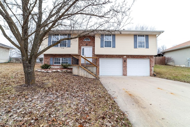 bi-level home featuring a garage