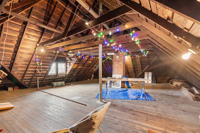 view of unfinished attic