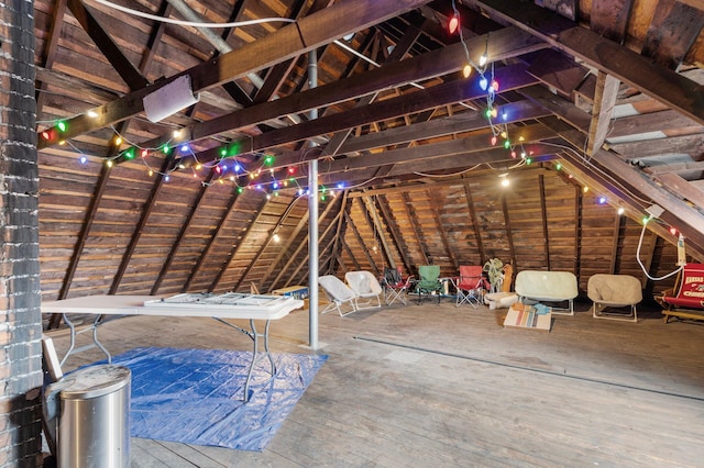 view of unfinished attic