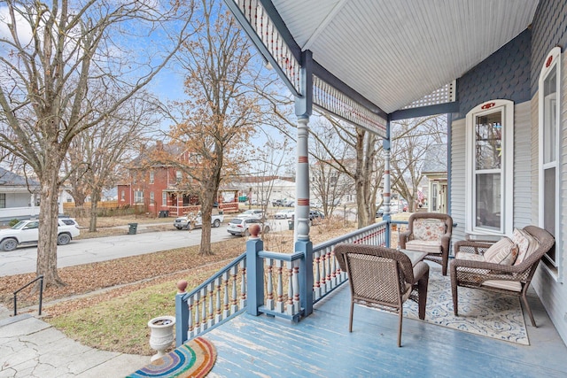 deck featuring covered porch