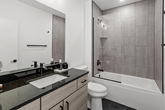 full bathroom with tile patterned flooring, vanity, toilet, and shower / bathtub combination