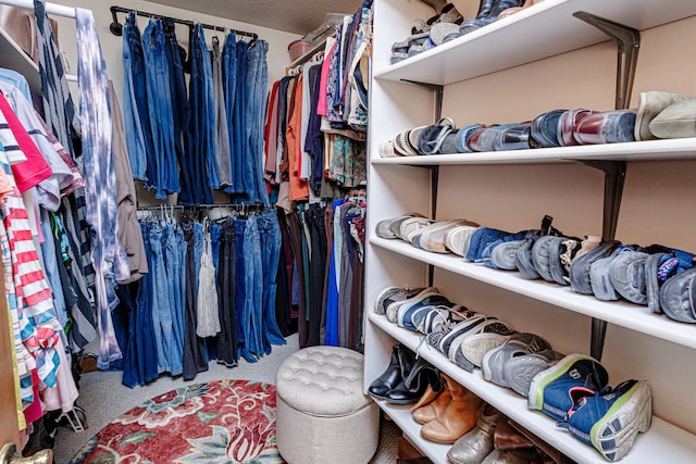 spacious closet featuring carpet