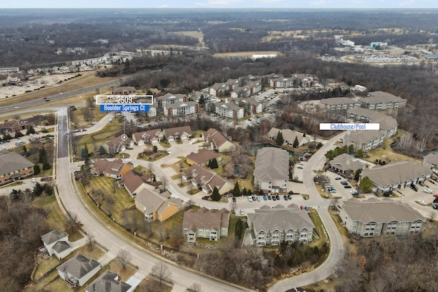 aerial view with a residential view