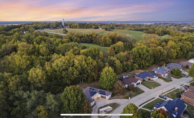 view of aerial view at dusk