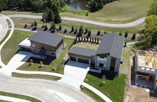 bird's eye view featuring a water view