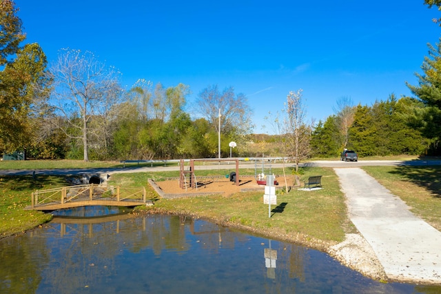 view of community featuring a water view