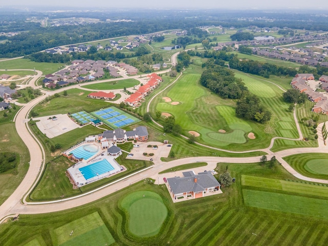 birds eye view of property featuring view of golf course