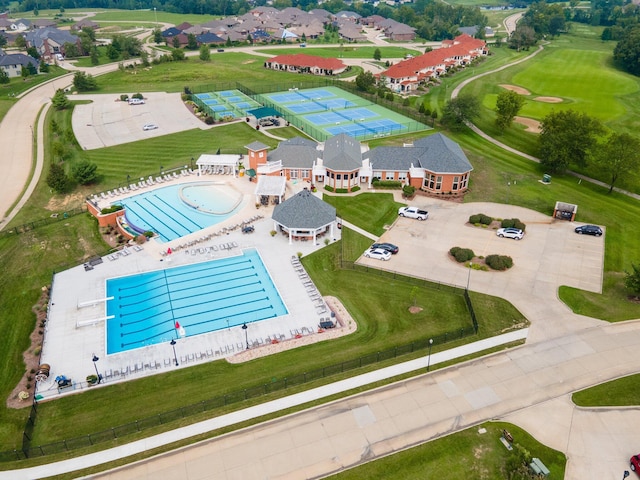 bird's eye view with a residential view