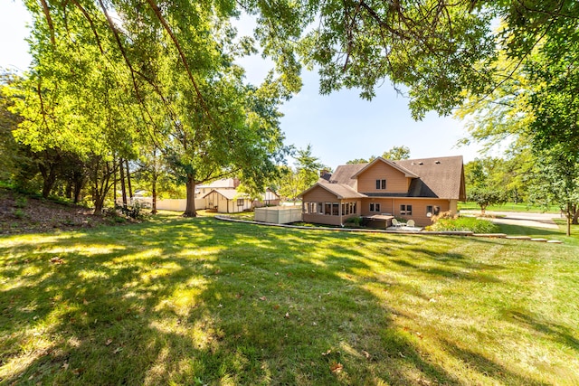 view of yard with a deck