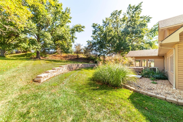 view of yard with a jacuzzi