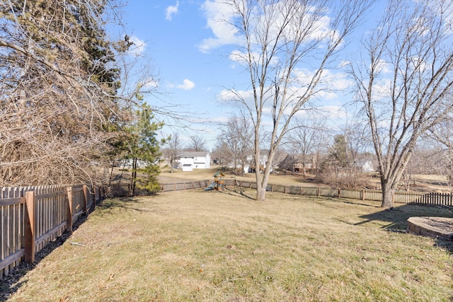 view of yard featuring a fenced backyard