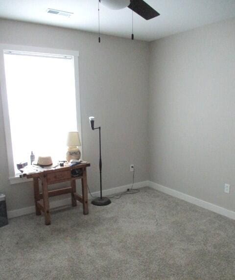 305 E Francis St, Sturgeon, MO 65284 - office area with a ceiling fan, carpet flooring, and baseboards
