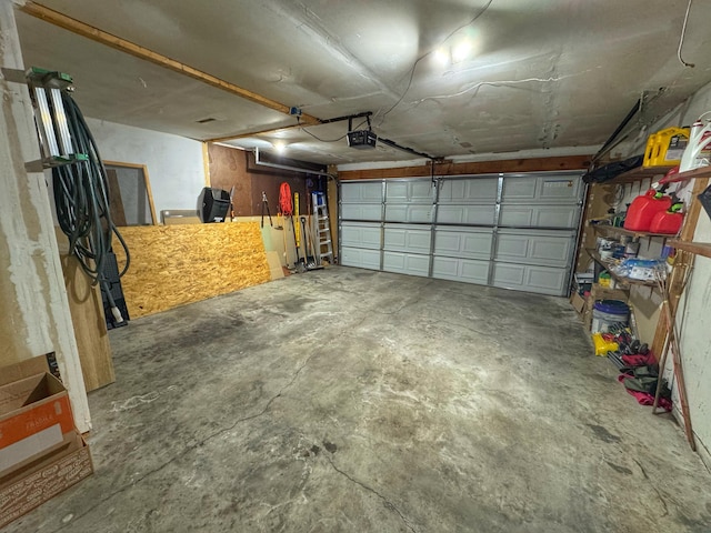 garage with a garage door opener