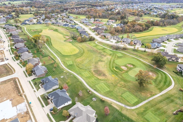 aerial view featuring a residential view and golf course view