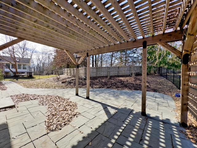 view of patio featuring a fenced backyard and a pergola