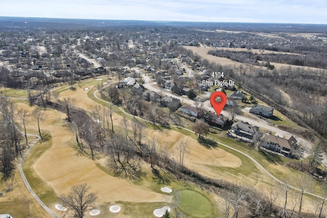 birds eye view of property featuring golf course view