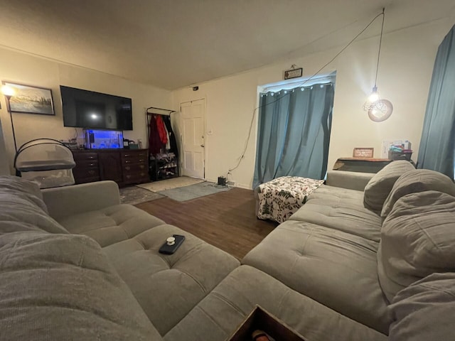 living area with wood finished floors