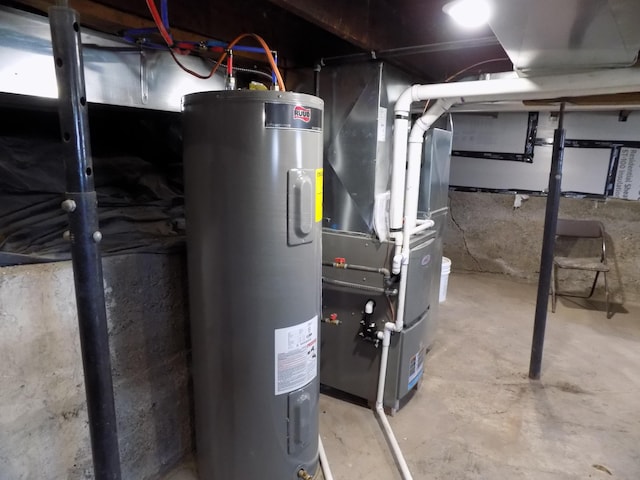 utilities featuring heating unit and electric water heater