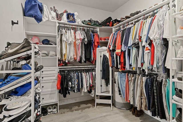 spacious closet with light wood-style floors