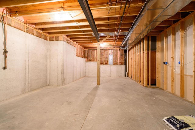 unfinished basement with electric panel