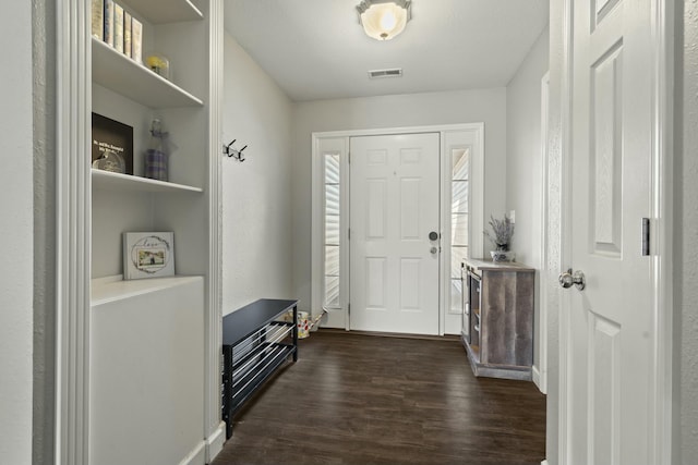 foyer entrance featuring dark wood-type flooring