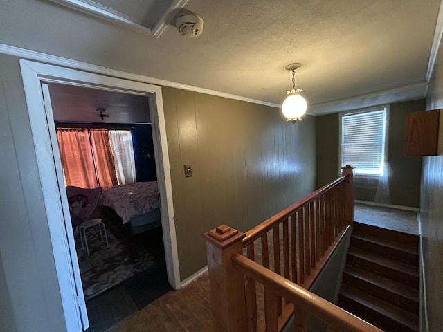 interior space featuring ornamental molding, baseboards, and wood finished floors