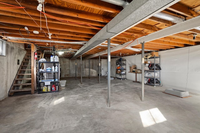 unfinished basement with stairway