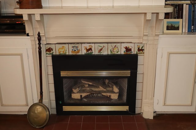 details with a fireplace