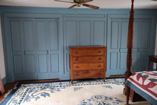 bedroom featuring ceiling fan