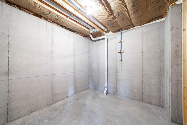 view of unfinished basement