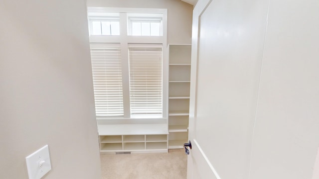 walk in closet featuring carpet flooring and visible vents