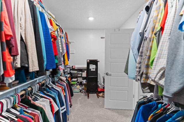 walk in closet featuring carpet