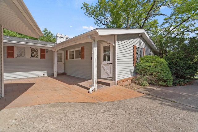 exterior space with a chimney