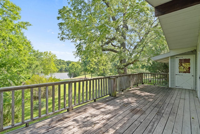 deck with a water view