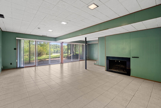 unfurnished living room with a fireplace