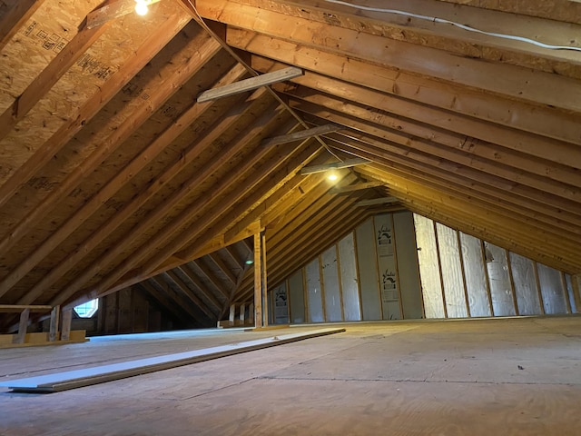 view of unfinished attic