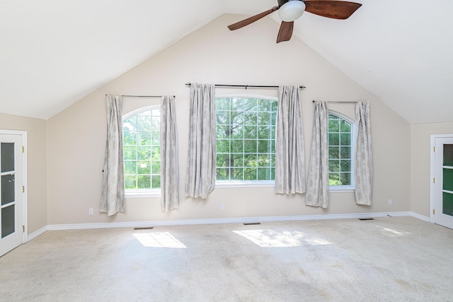 additional living space with vaulted ceiling, carpet, and visible vents