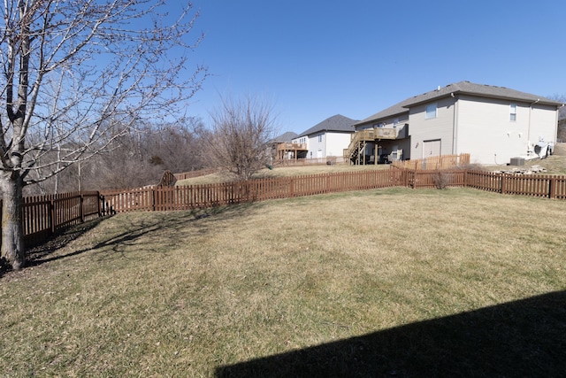 view of yard with a fenced backyard