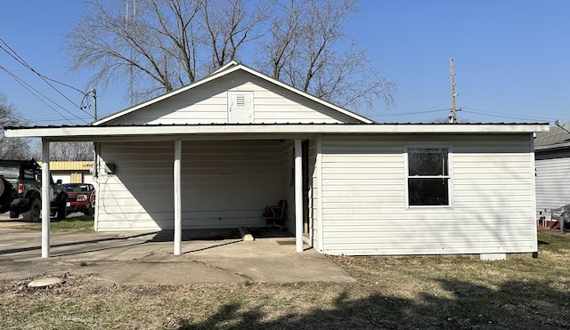 exterior space with metal roof