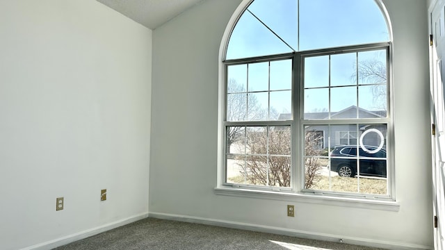 carpeted spare room with baseboards and a healthy amount of sunlight