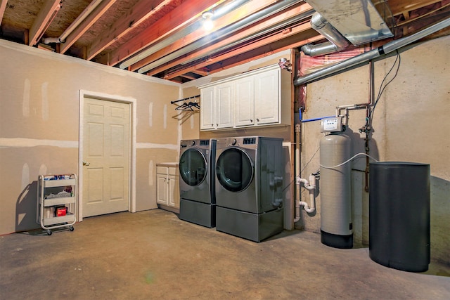 unfinished basement with independent washer and dryer