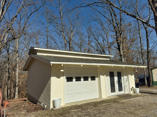 garage featuring french doors